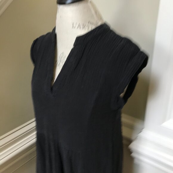 We are Sundays Cotton Gauze Midi Dress Womens 2 Small Black V-Neck Sleeveless - Picture 8 of 11